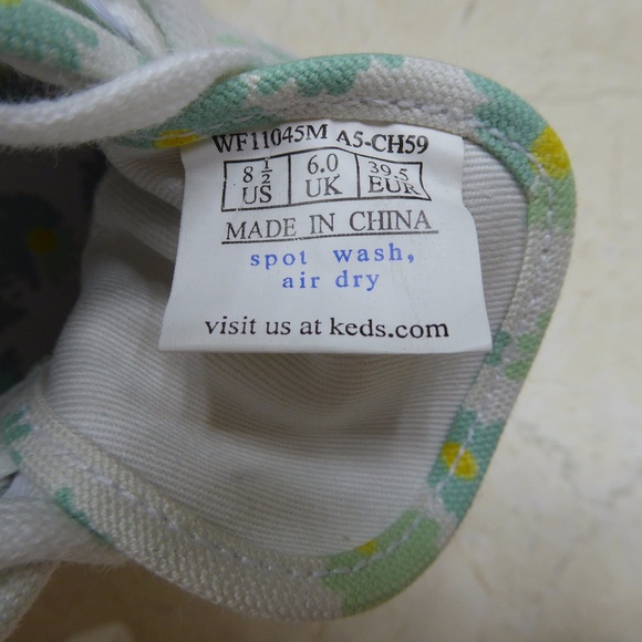 NEW Keds Champion Sneakers White with Green & Yellow Flowers - Womens Size 8.5 - Picture 7 of 8